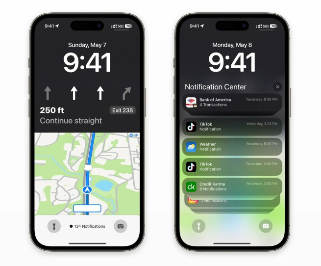 英德苹果维修服务分享iOS17锁屏地图导航半屏显示长什么样 